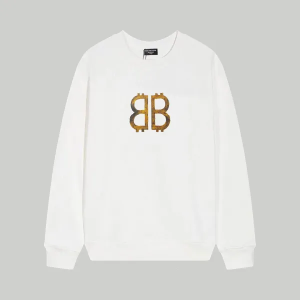 Balenciaga BB Logo Print White Hoodie - 1