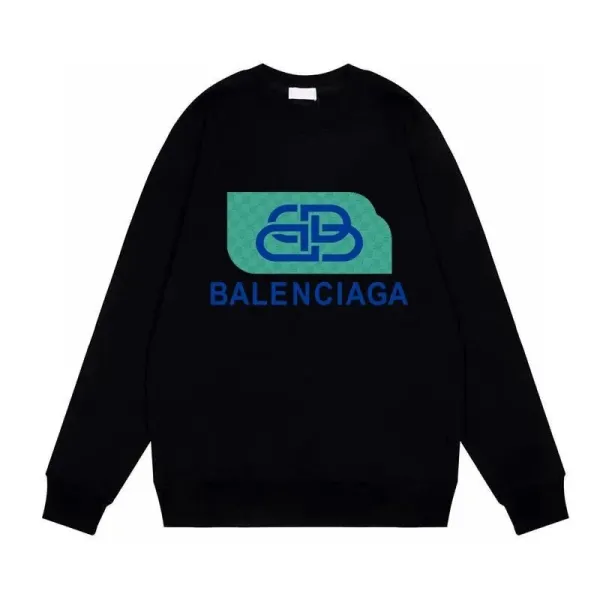 Balenciaga Logo Print Black Hoodie - 1