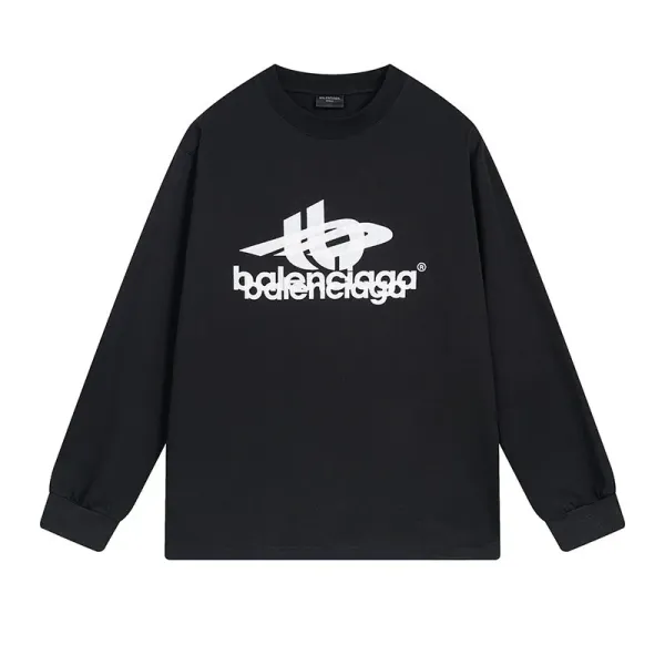 Balenciaga Double Logo Long-Sleeve T-Shirt Black - 1