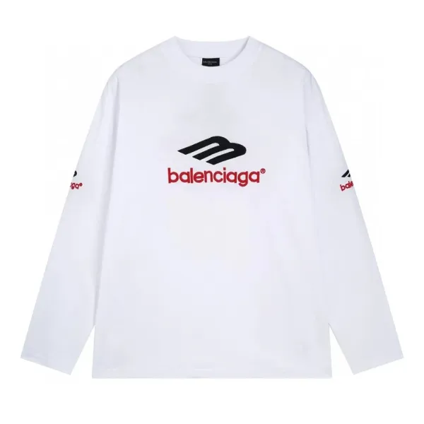 Balenciaga Logo Print Long-Sleeve T-Shirt White - 1