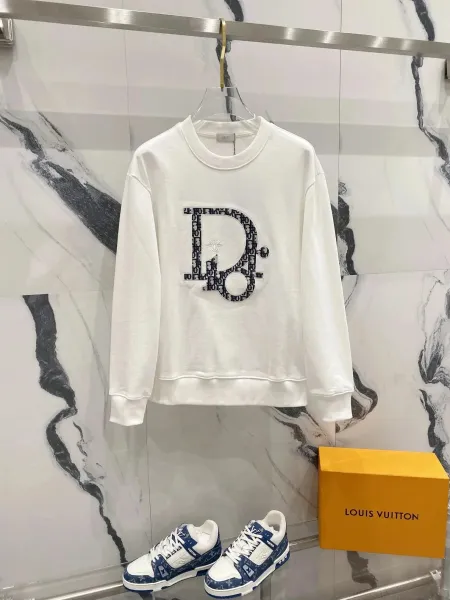 Dior Couture Logo Embroidered White Hoodie - 10