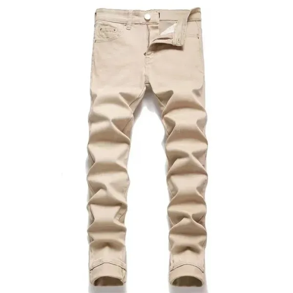 Design Slim Fit Beige Jeans - 1