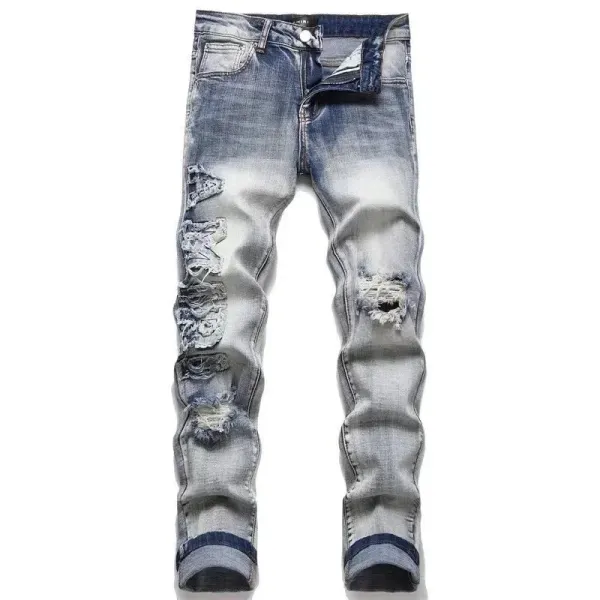 Amiri Mini Denim 1976 Eagle Patch Distressed Slim Fit Jeans - 9