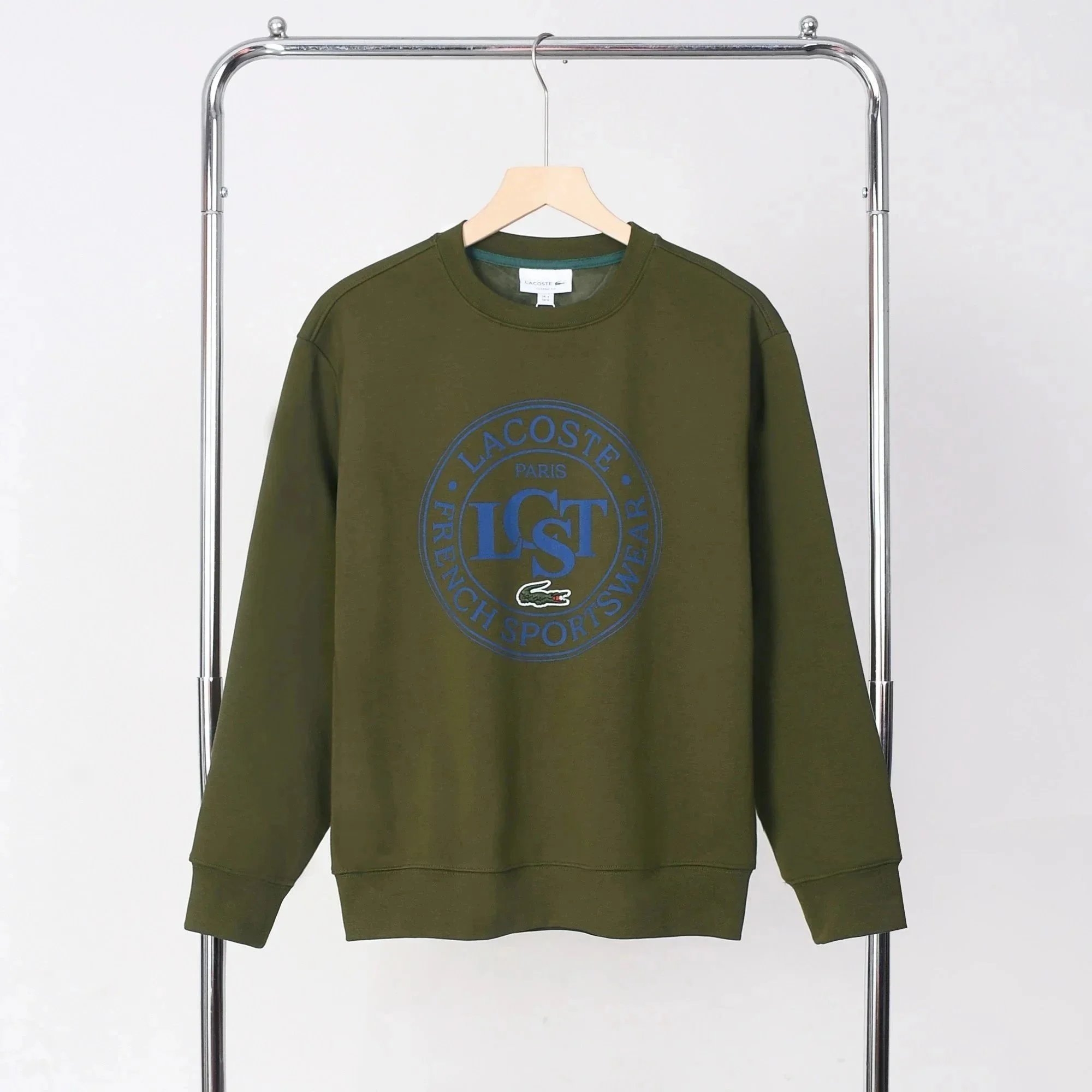 Lacoste Graphic Logo Black Crewneck Sweatshirt