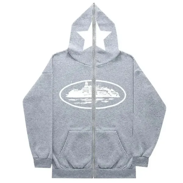 Off-White™ Star & Ship Hoodie Gray Full-Zip Hoodie - 1