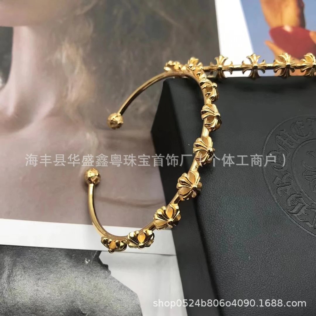 Gold Nine-Cross Charm Bracelet