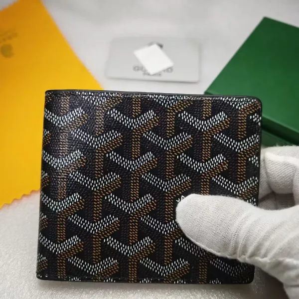 Goyard Saint Louis Bi-Fold Wallet Black Brown White Geometric Print Short Wallet - 1