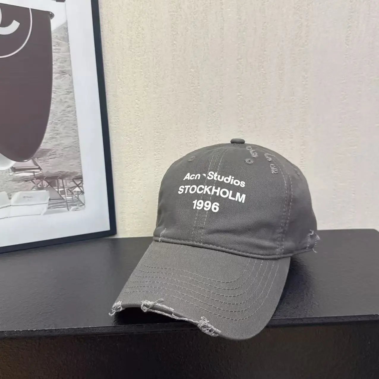 Acne Studios Stockholm 1996 Pink Distressed Baseball Cap Hats - 7