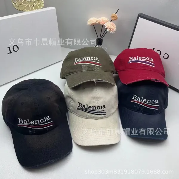 Balenciaga Logo Embroidered Distressed Black Baseball Cap - 3