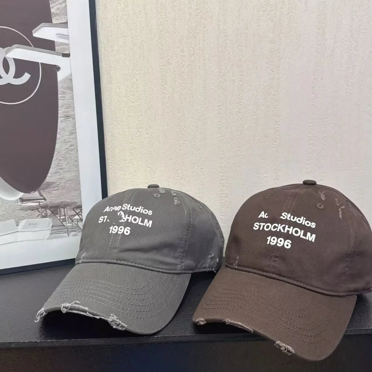 Acne Studios Stockholm 1996 Pink Distressed Baseball Cap Hats - 6