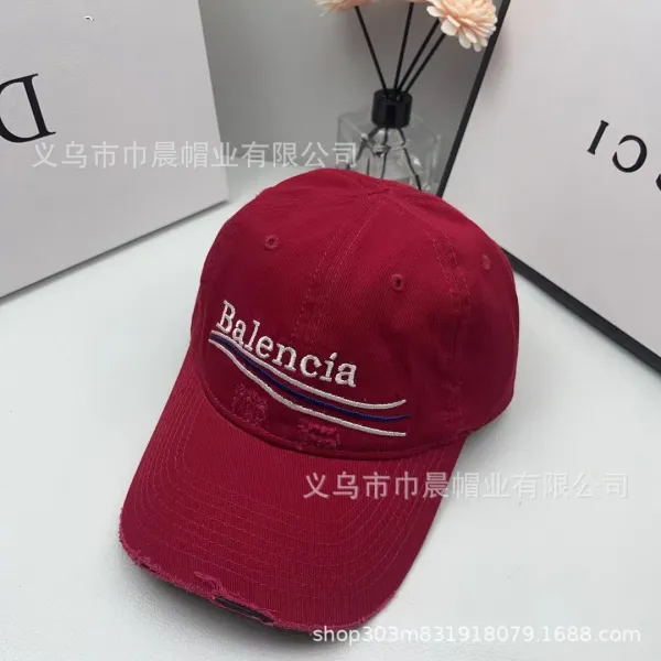 Balenciaga Logo Embroidered Distressed Black Baseball Cap - 9