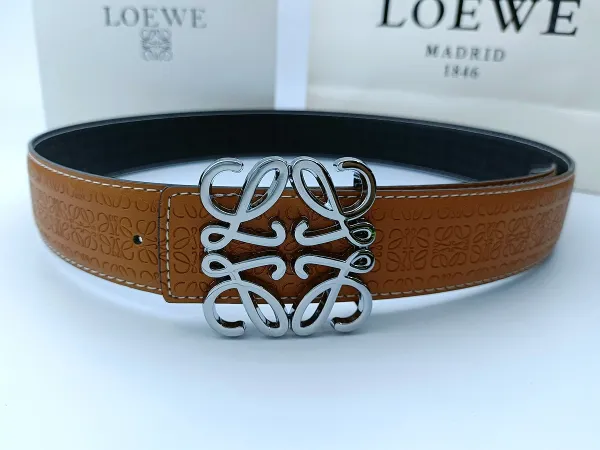 Loewe Anagram Embossed Leather Belt Black - 20