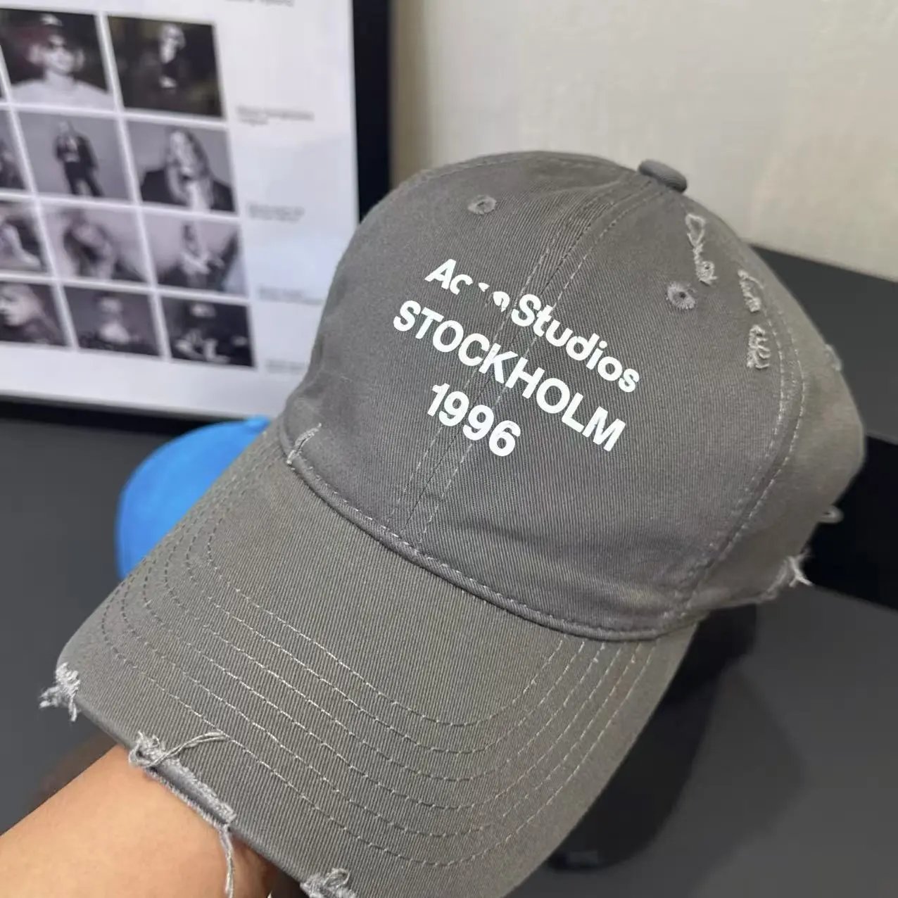 Acne Studios Stockholm 1996 Pink Distressed Baseball Cap Hats - 3