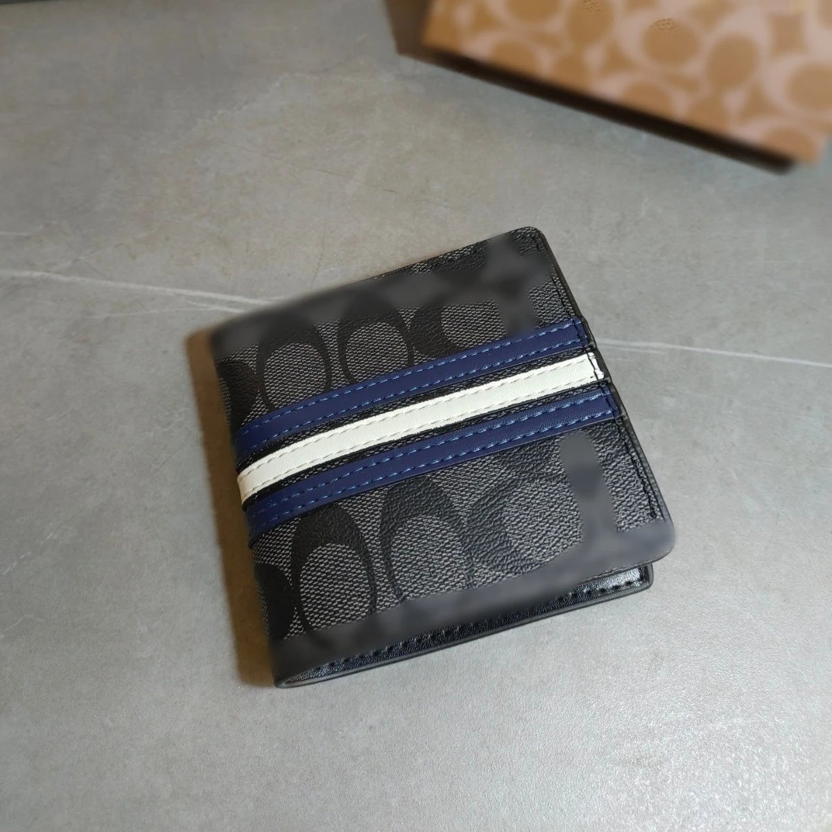 Coach Signature Stripe Card Holder and Leather Belt Set Black Wallets - 9