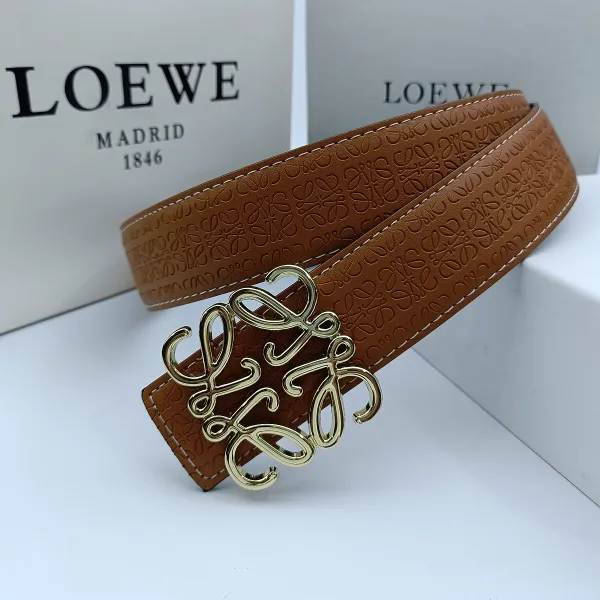 Loewe Anagram Embossed Leather Belt Black - 18