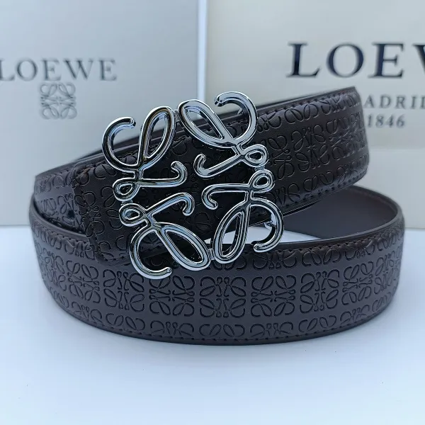 Loewe Anagram Logo Belt Brown Leather Belt - 1