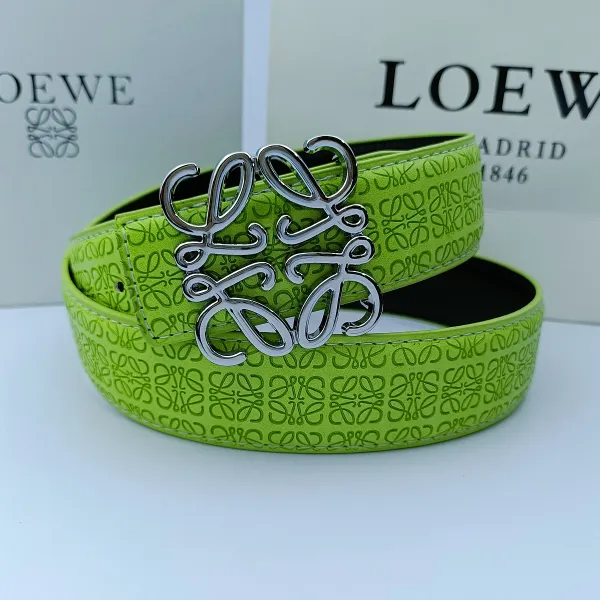 Loewe Anagram Logo Belt Lime Green Leather Belt - 1