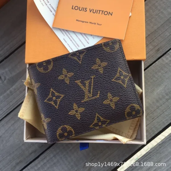 Louis Vuitton Monogram Canvas Bifold Wallet Brown Short Wallet - 1