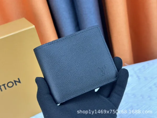 Louis Vuitton Empreinte Leather Compact Wallet Navy Blue Short Wallet - 1