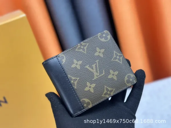 Louis Vuitton Monogram Canvas Bifold Wallet Black Short Wallet - 1