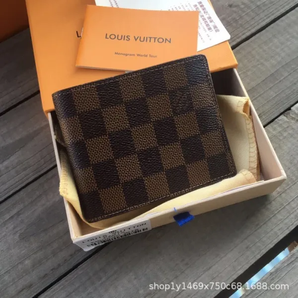 Louis Vuitton Damier Ebène Canvas Bifold Wallet Brown Short Wallet - 1