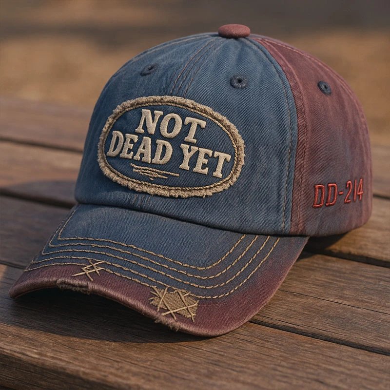Design Not Dead Yet Distressed Two-Tone Baseball Cap Hats