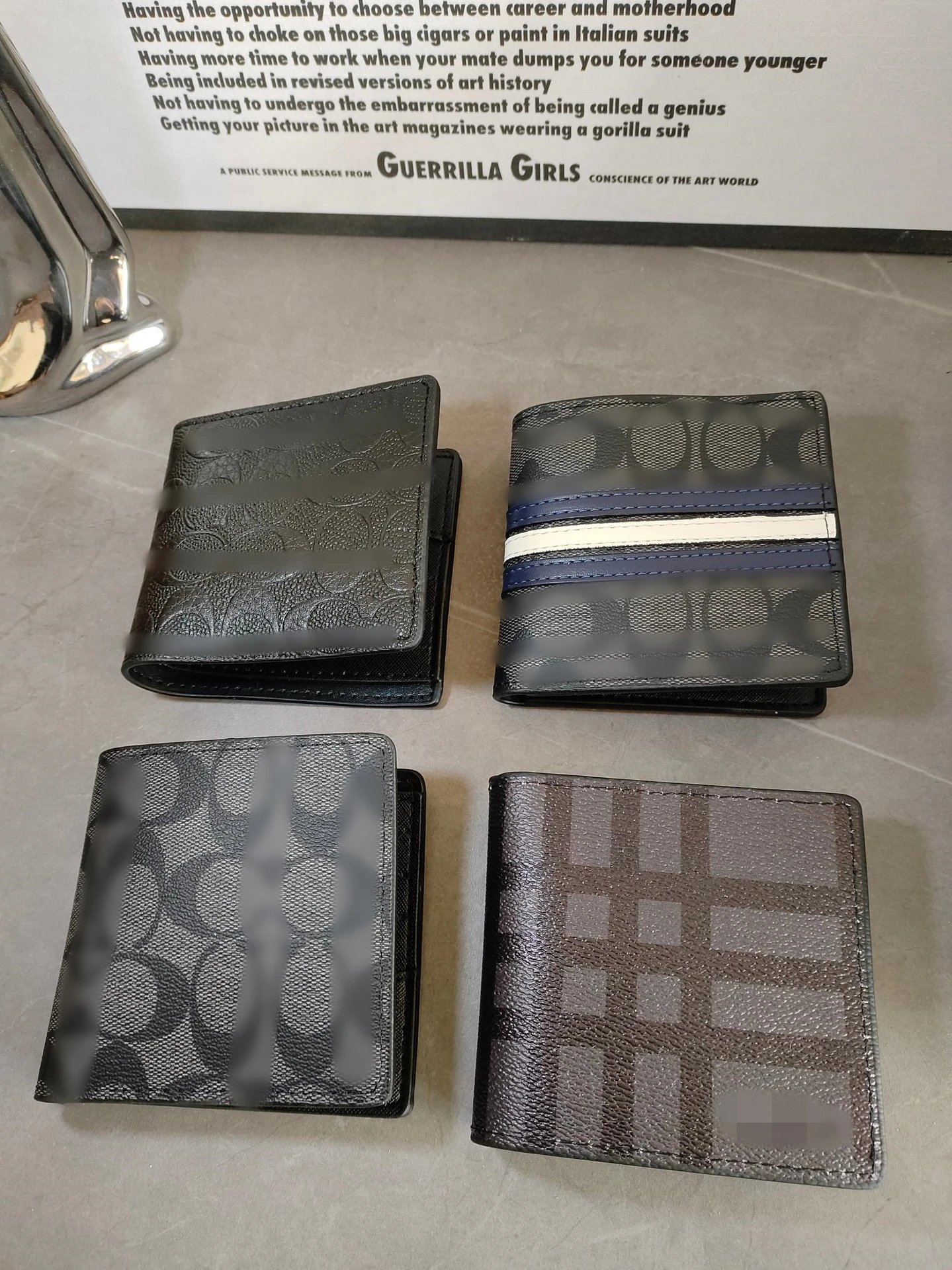 Coach Signature Stripe Card Holder and Leather Belt Set Black Wallets - 6