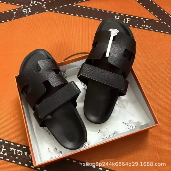 Hermès Oran Slide Sandals Army Green and Pink Suede Slippers - 9
