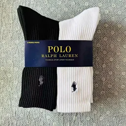 thumbnail for polo拉夫劳保小罗6双装原单男袜经典款船中筒高筒