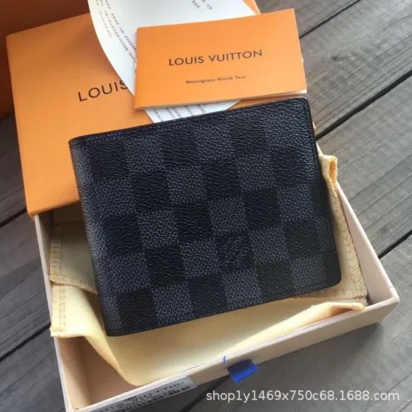 Louis Vuitton Damier Graphite Bifold Wallet Black Short Wallet - 1