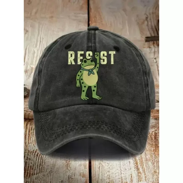 Design Frog Resist Distressed Baseball Cap Black - 1