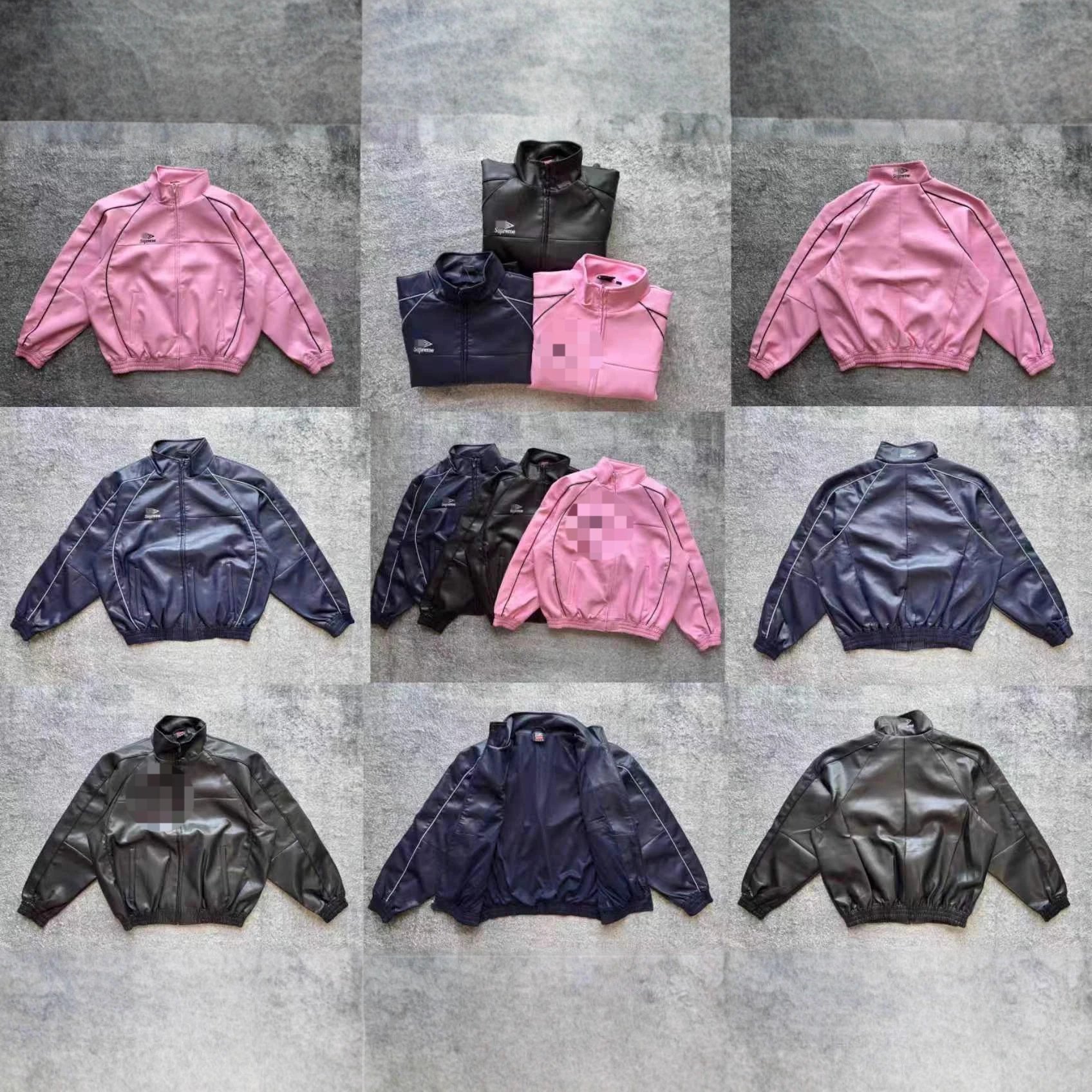 Jacket with lambskin embroidery, zipper closure, leather jacket, streetwear motorcycle jacket