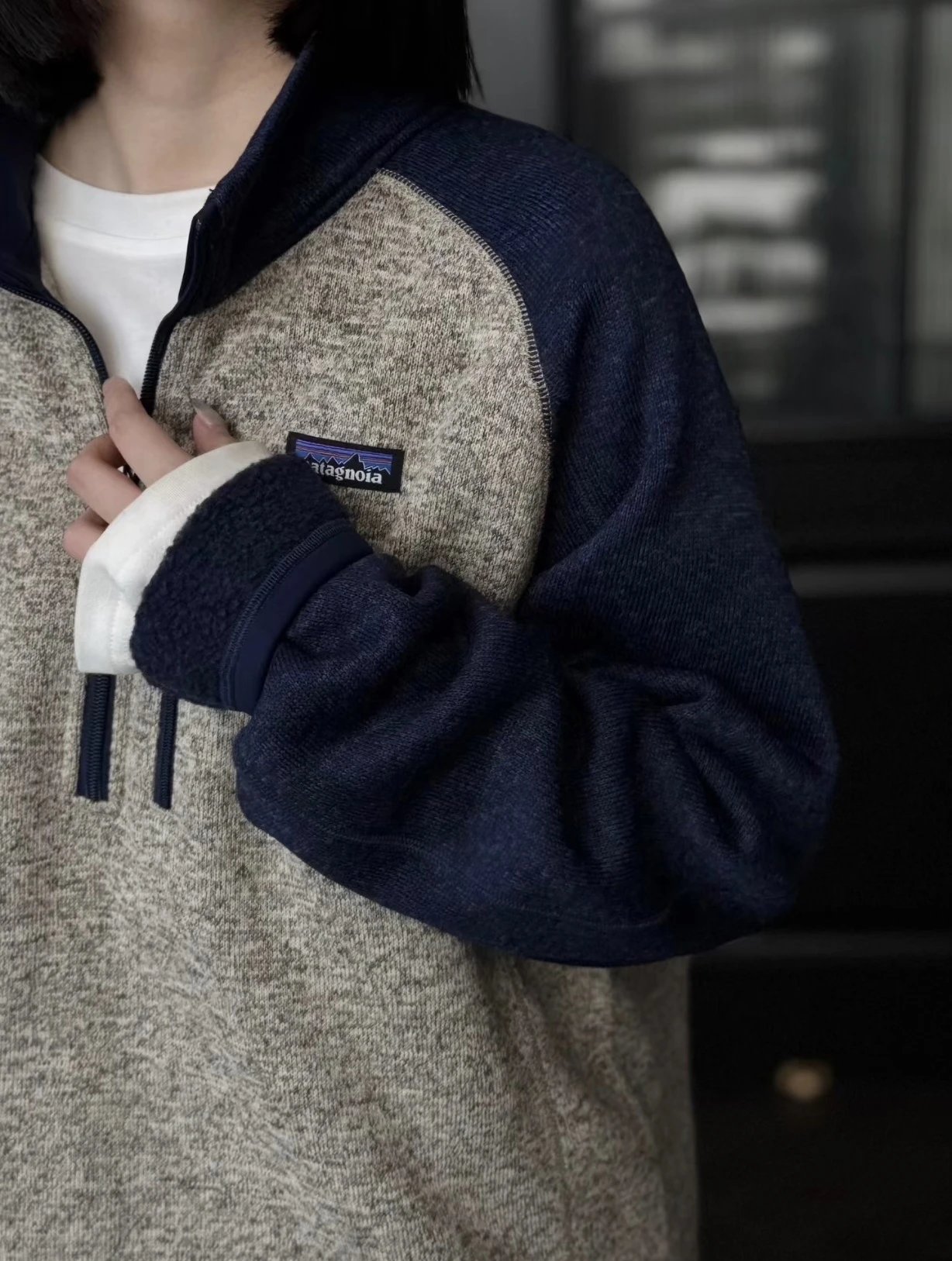 Half-Zip Fleece Colorblock Hoodie Couple Set photo 7