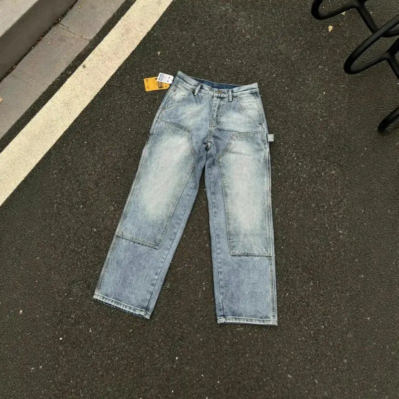 Japanese workwear style jeans loose straight leg