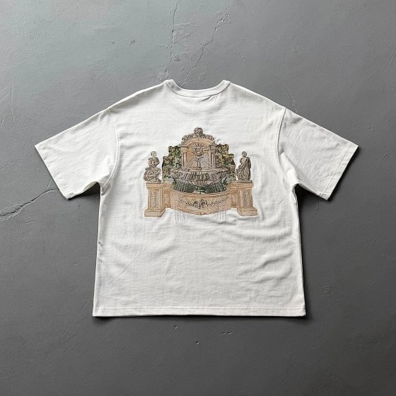 Vintage Embroidered Jacquard Fountain Short Sleeve T-shirt
