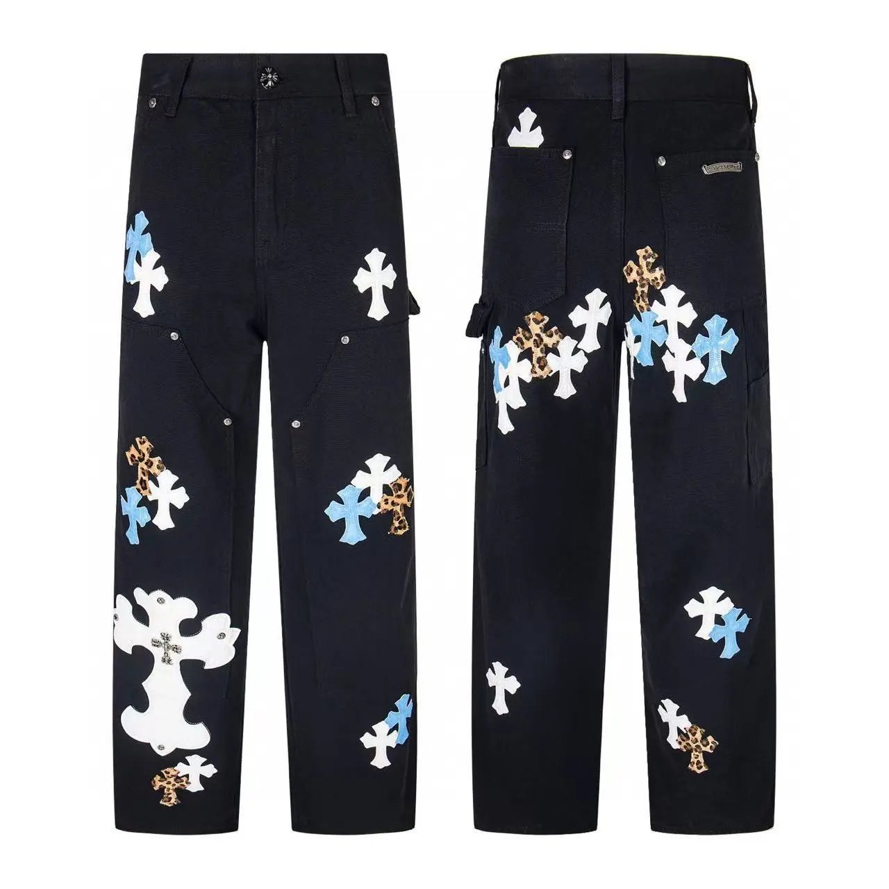 Leather Label Washed Denim Jeans photo 7