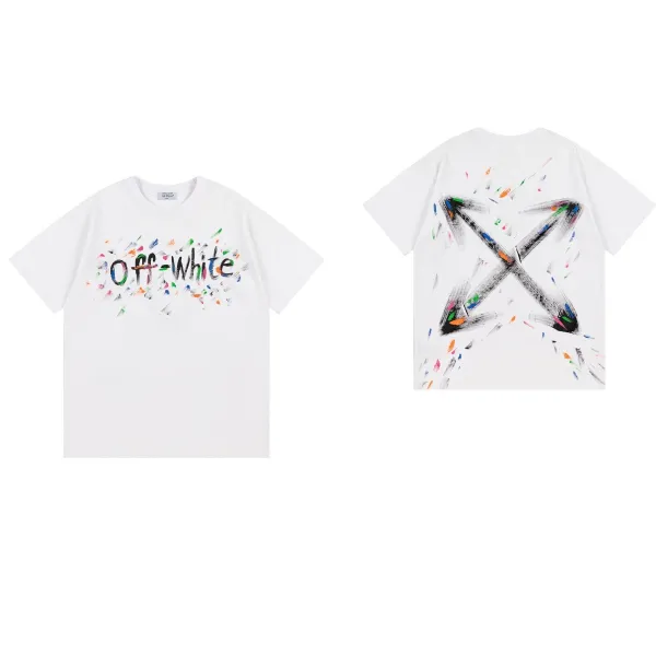 Off-White Paint Splatter Logo T-Shirt White - 1