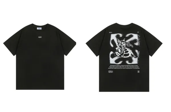 Off-White Dragon Print T-Shirt Black - 1
