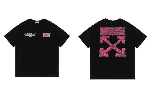 Off-White Distressed Arrow Print T-Shirt Black - 1