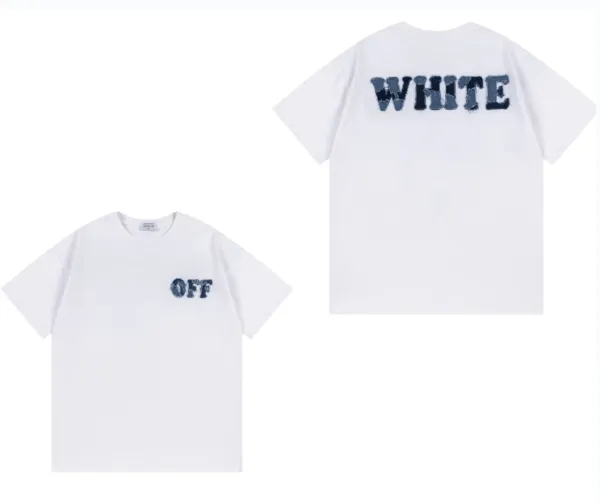 Off-White 'OFF' and 'WHITE' Distressed Print T-Shirt White - 1