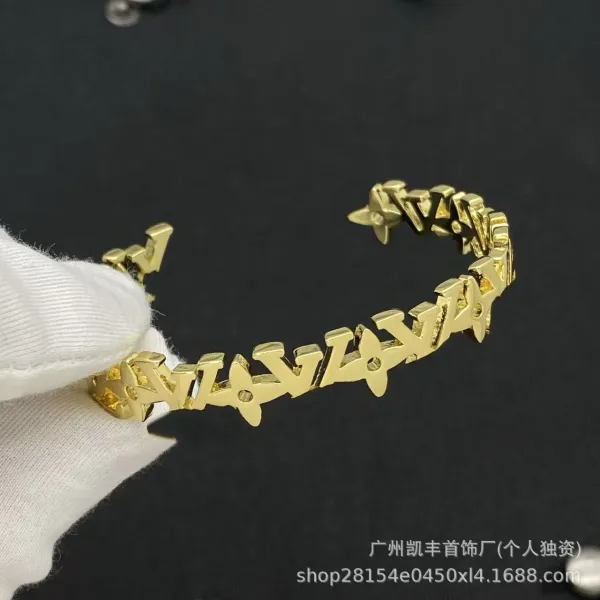 Design Flower Motif Gold-Tone Cuff Bracelet with Crystal Accent Jewelry - 21