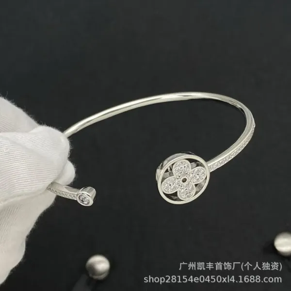 Design Flower Motif Gold-Tone Cuff Bracelet with Crystal Accent Jewelry - 20