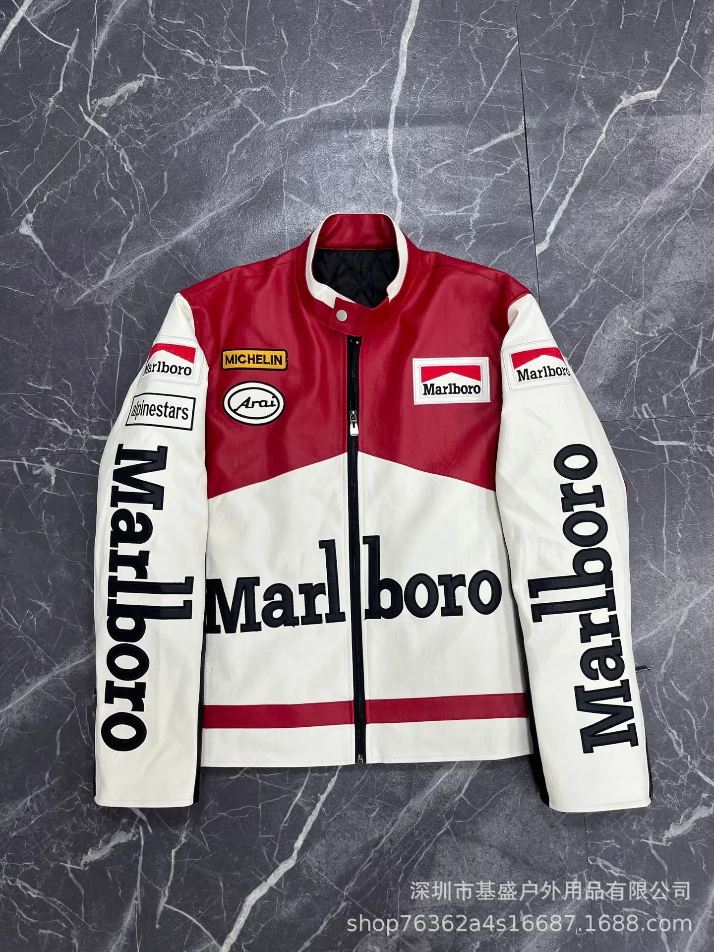 Marlboro leather jacket (embroidered with cotton)