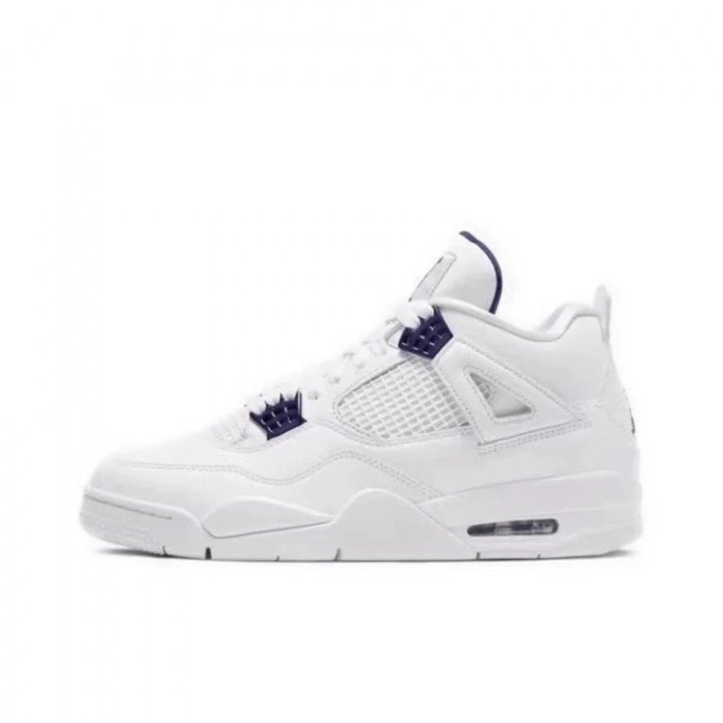 AJ4- White Purple Buckle