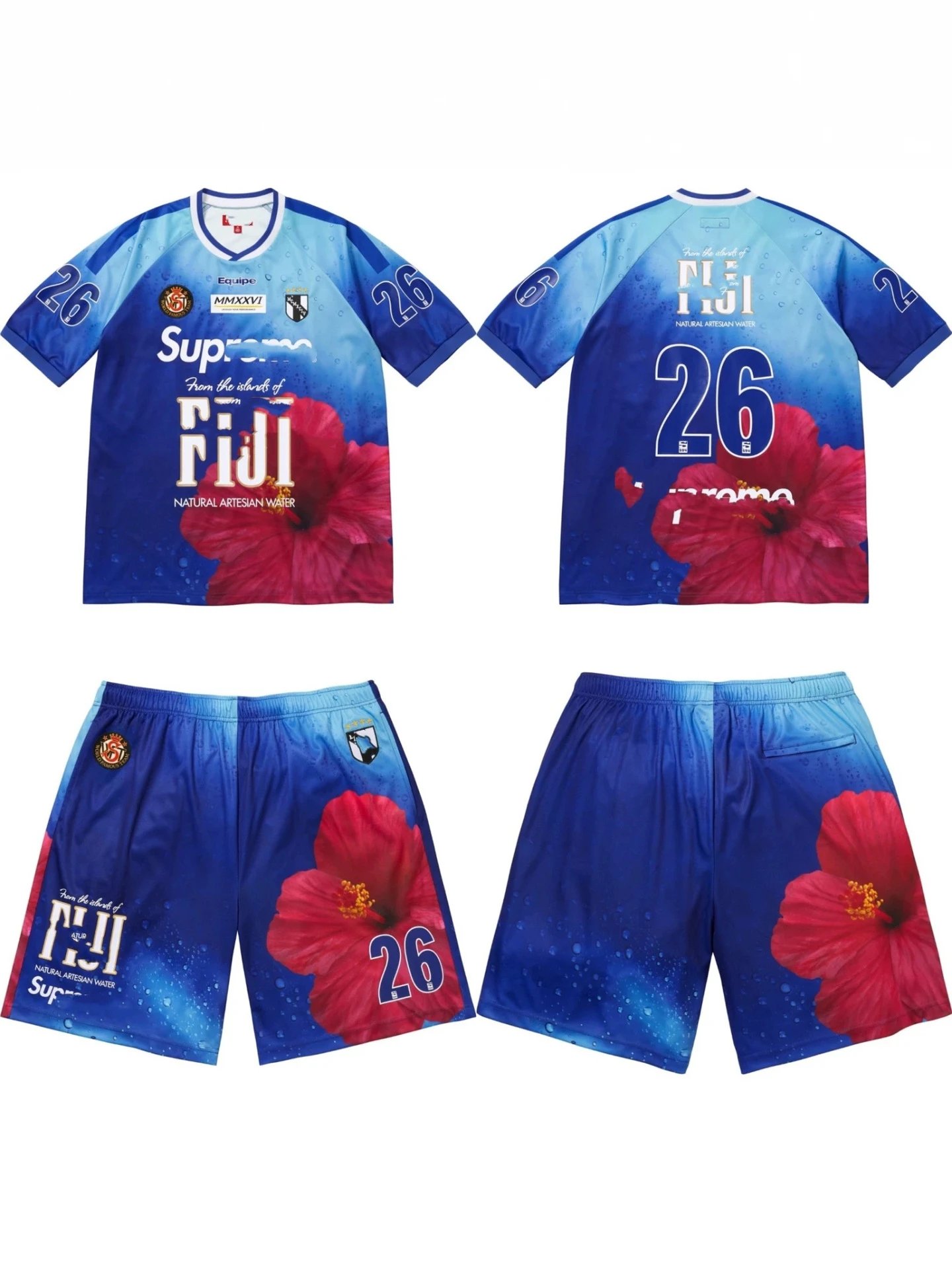 Supreme x FIJ 26SS Water Drop Gradient Print Short Sleeve T-Shirt and Shorts Football Set