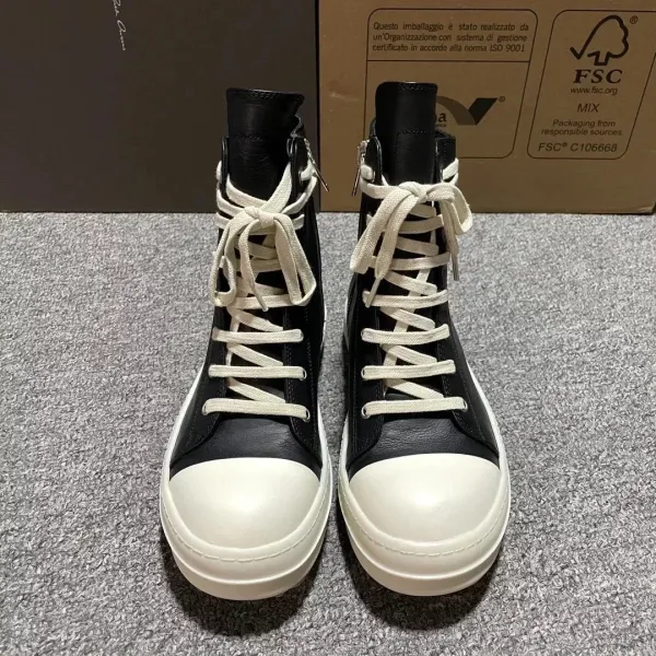 Rick Owens Geobasket Black/White Suede Sneakers - 6