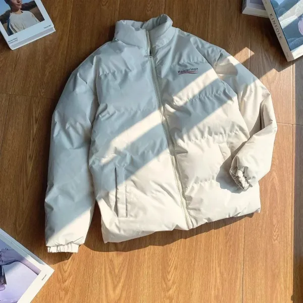 Balenciaga Logo Puffer Jacket Light Gray - 1