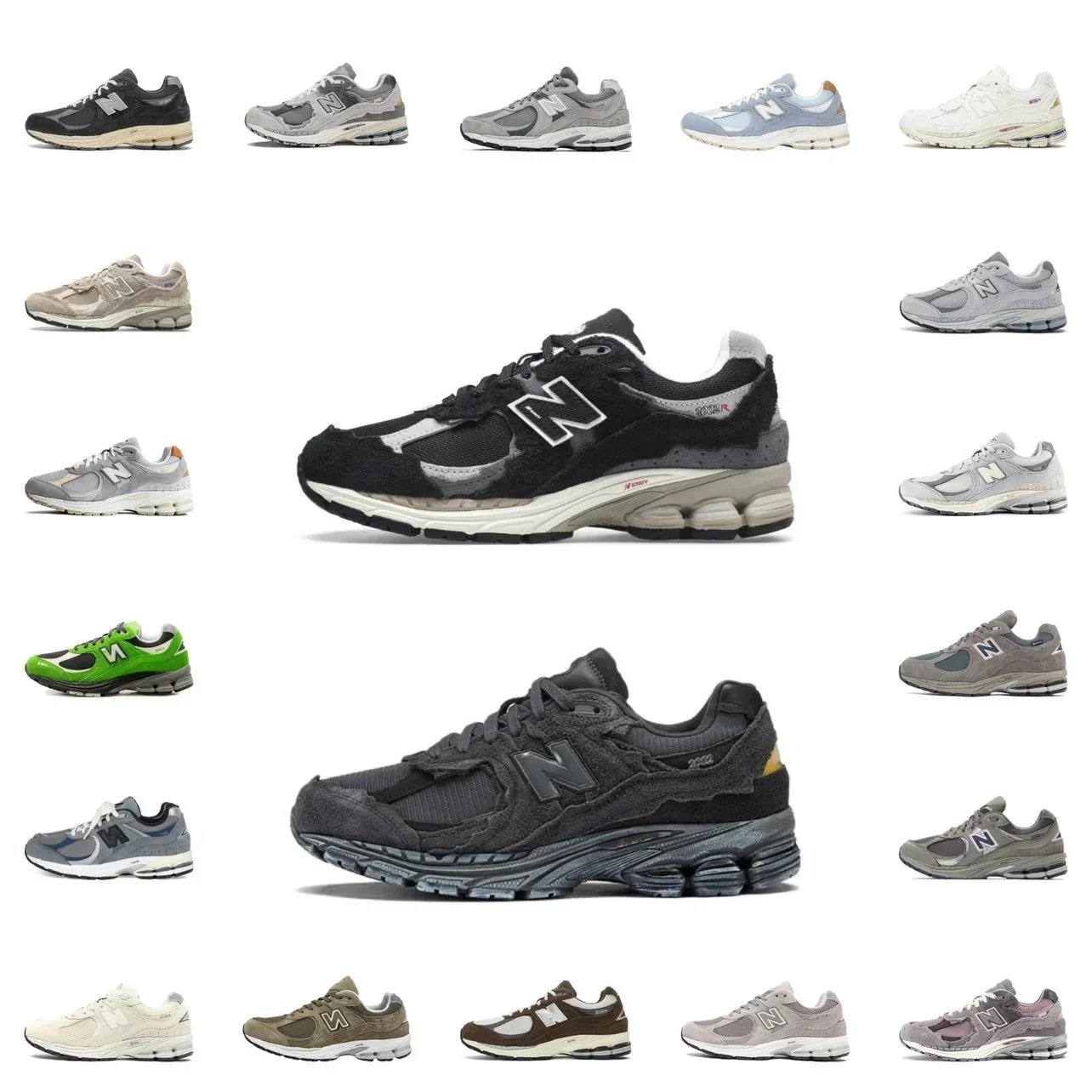 M version 2002R Retro hundred matching shock absorption and non-slip wear-resistant running shoes for men and women with the same American trend classic simple comfortable shock absorption and non-slip wear-resistant low-top life casual sports hundred couples board shoes