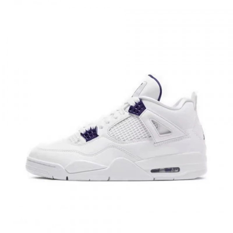 AJ4- White Purple Buckle