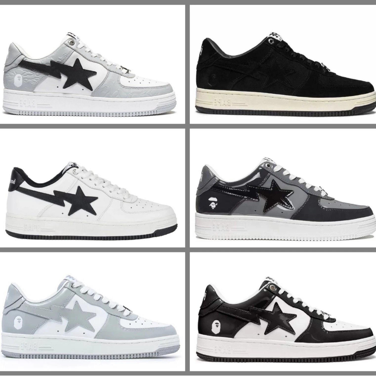 Putian BAPESTASK8DUNK board shoes black and white multi-color patent leather couple retro Vibe style low cut casual shoes